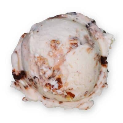 Scoop of Chocolate Shoppe Ice Cream's Bourbon Pecan Pie flavor