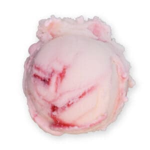 Scoop of Chocolate Shoppe Ice Cream's NSA Strawberry Ripple flavor