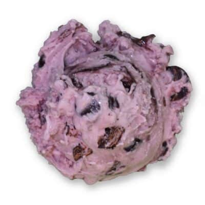 Scoop of Chocolate Shoppe Ice Cream's Raspberry Rhapsody flavor