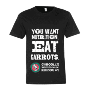 Black Chocolate Shoppe Ice Cream Eat Carrots t-shirt