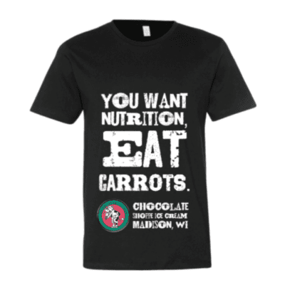 Black Chocolate Shoppe Ice Cream Eat Carrots t-shirt