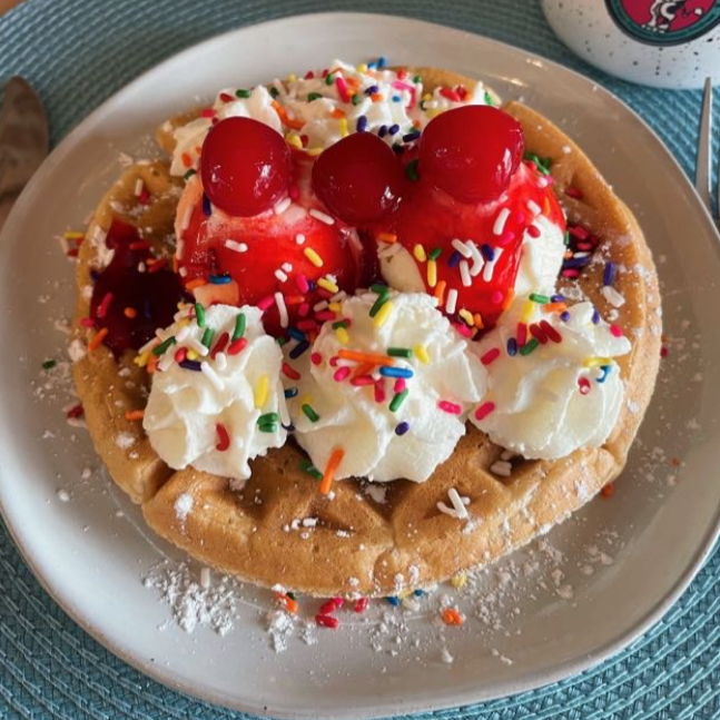 Waffle Sundae - Ice Cream for Breakfast