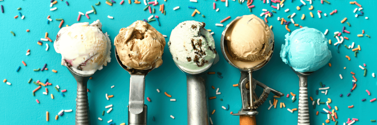 hand dipped ice cream in five flavors